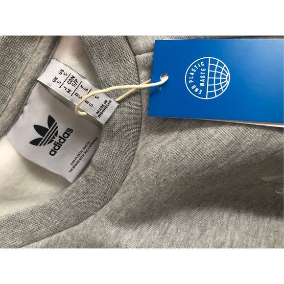 Adidas Originals Men's Trefoil Essentials Crew Neck Heather Grey Size Small - Picture 4 of 4